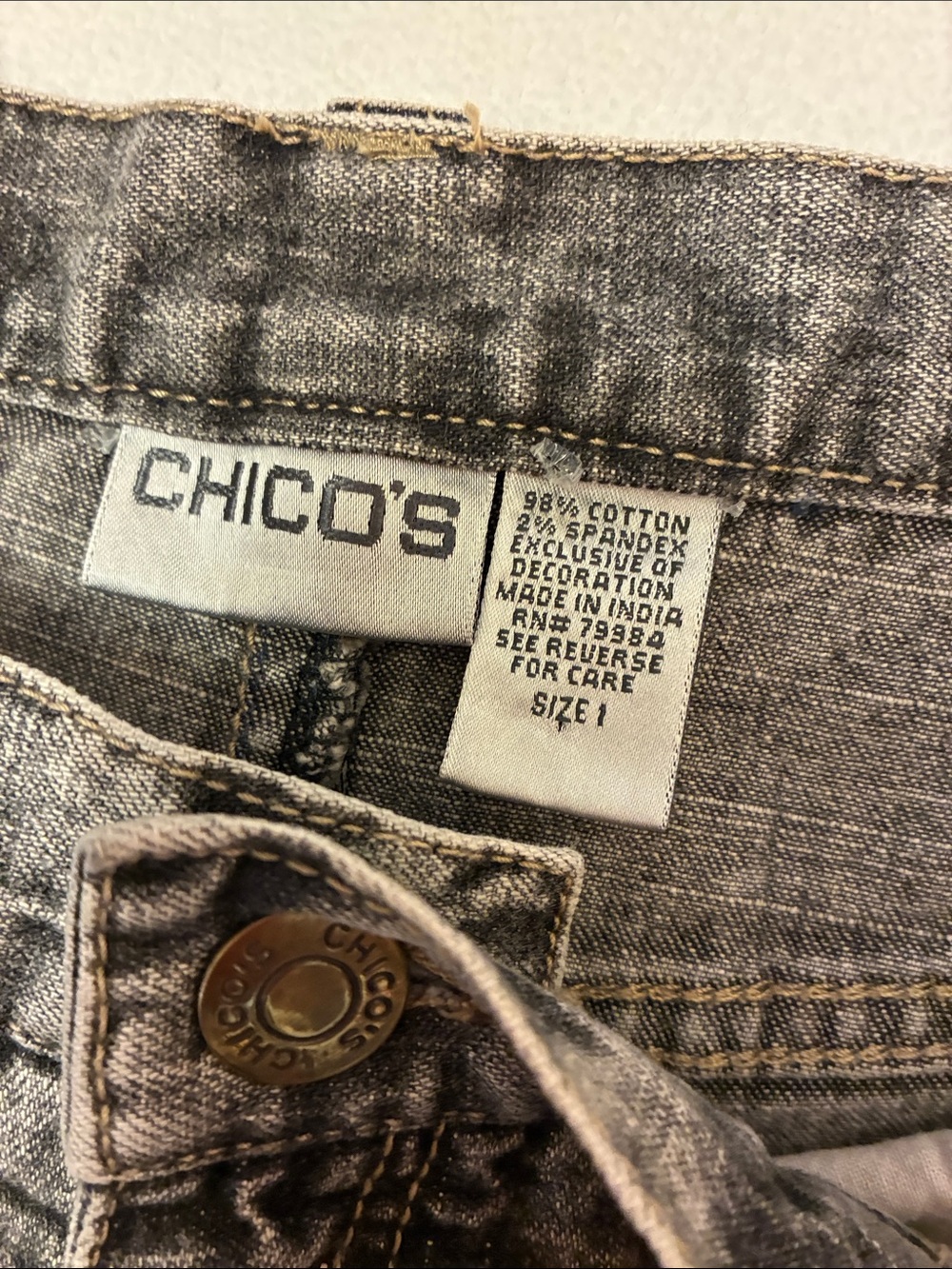 Chico's Gray Flare Jeans with Paisley Embroidery - Picture 5 of 15